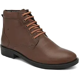 Height Increasing Shoes Men’s Mid-Top Lace-Up Synthetic Leather Casual Boots with Rubber Sole with 3 Inch Height Increase (1.25" Outer Sole & 1.75" Inner Invisible Insole)