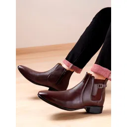 HERE&NOW Men Belt Detail Chelsea Boots