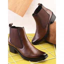 HERE&NOW Men Brown High Heel Chelsea Boots
