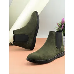 HERE&NOW Men Solid Chelsea Suede Boots