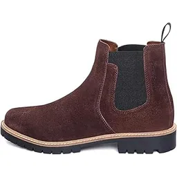 High Ankle Suede Leather Brunette Brown Chelsea Boots for Men | Men’s Chelsea Long Boots for Cold Winter |Casual and Semi Formal Boots for Men | LSSU_CLBB
