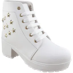 High Ankle Synthetic Leather Heeled Boots For girls Boots For Women