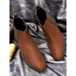 Hirels Men Brown Solid Chelsea Boots