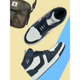 HIROLAS Men Mid Top Colourblocked Lightweight Comfort Insole Sneakers