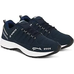 HOOH Sports Shoes for Men, Memory Insole, White and Black, Comfortable Walking Shoes