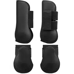 Horse Tendon Boots and Fetlock Bell Boots Pack (Black)
