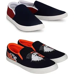 HOTSTYLE Lightweight Stylish and Trendy Walking Shoes Walking Shoes for Men ||Combo Pack of 2|| Maroon Orange