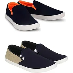 HOTSTYLE Lightweight Stylish and Trendy Walking Shoes Walking Shoes for Men Pack of 2 Beige Orange