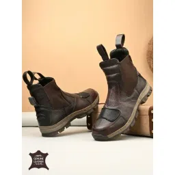 Hoversole Men's Kaze Cocoa Steel Toe Multi-Functional Biker Boots