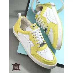 Hoversole x Nico Nerini Men's Vintage Weave Butterscotch White Casual Sneakers