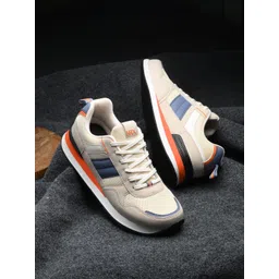 HRX by Hrithik Roshan Men Beige Colourblocked Lace Up Mesh Sneakers