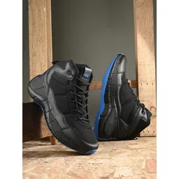 HRX by Hrithik Roshan Men Black & Blue Mid Top Mesh Basketball Shoes