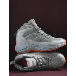 HRX by Hrithik Roshan Men Grey Mid Top Mesh Basketball Shoes