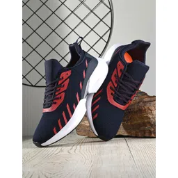HRX by Hrithik Roshan Men Navy Blue & Red Memory Foam Mesh Non-Marking Running Shoes