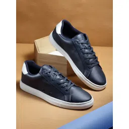 HRX by Hrithik Roshan Men Navy Blue & White Contrast Sole Lace-Up Sneakers