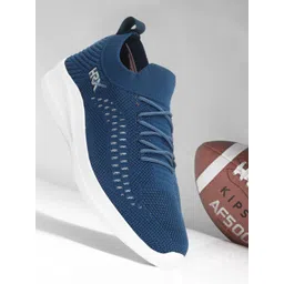 HRX by Hrithik Roshan Men Teal Blue Textured Lace Up Lightweight Sneakers