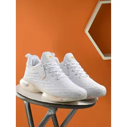 HRX by Hrithik Roshan Men White & Cream Coloured Mesh Non-Marking Walking Shoes