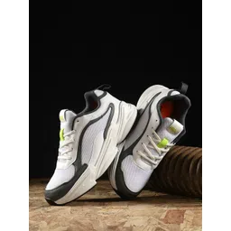 HRX by Hrithik Roshan Men White & Grey Colourblocked Mesh Comfort Insole Sneakers