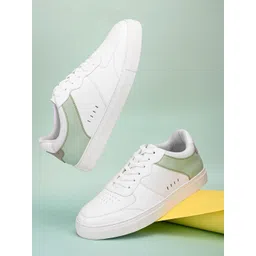 HRX by Hrithik Roshan Men White & Sea Green Perforations Lightweight Sneakers