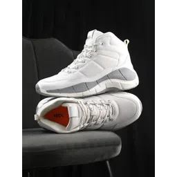 HRX by Hrithik Roshan Men White Mid-Top Lace-Up Basketball Shoes