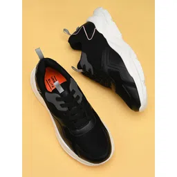 HRX by Hrithik Roshan Women Black Round Toe Comfort Insole Lightweight Sneakers