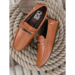 Hundo P Men Tan Textured Slip-On Sneakers