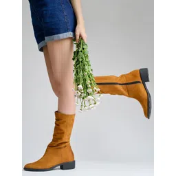 HVNLY BY SHOETOPIA Women Casual Block-Heeled Regular Boots