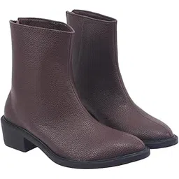 HVNLY Luxury Boots for Women | Premium Leather Ankle Boots with Comfortable Elegant Stylish Block Heel Knee High Boots with Zipper Boots | Stylish Fashion Footwear