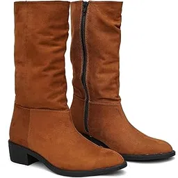 HVNLY Women’s Long Boots | Elegant Stylish Block Heel Knee High Boots with Zipper Boots | Luxury Party & Casual Footwear