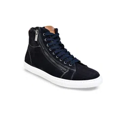 HX London Men Mid Top Lightweight Memory Foam Leather Contrast Sole Sneakers