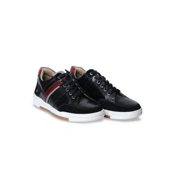 HX London Men Perforations Leather Round Toe Lace-up Sneakers