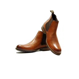 HX London Men Slip On Chelsea Leather Boots
