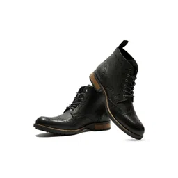 HX London Men Textured Leather Regular Boots