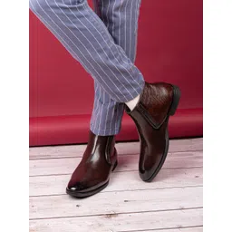 Hydes N Hues Men Leather Mid-Top Blocked Boots