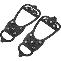 Ice Shoe Grips, Lightweight Portable 8 Teeth Crampons 1 Pair Flexible for Walking On Snow and Ice(S)