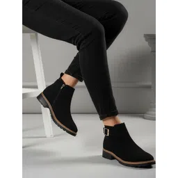 ICONICS Women Round Toe Side Zip Regular Boots