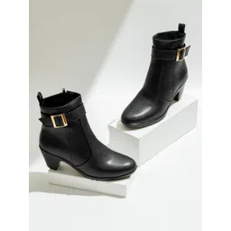 Inc 5 Women Mid Top Kitten Heeled Boots With Buckles