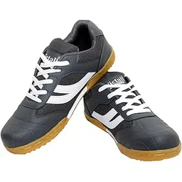 Indoor Sports Shoes, Black and White with Gum Rubber Sole, Breathable Mesh Upper, Non-Marking Anti-Skid Badminton Sneakers for Men