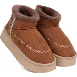 Indoor/Outdoor Comfortable Winter Fur Snow Boot Women's Slip on Thick Sole Shoes Casuals For Women