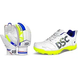 Intense Attitude Leather Cricket Batting Gloves for Mens, Size - Mens, Hand - Right Unisex-Adult Beamer Cricket Shoes Fluro Yellow-White Cricket Shoe - 10 UK (1502451)