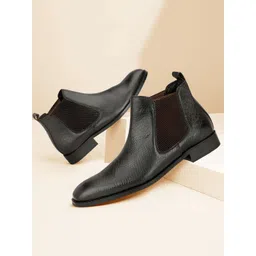 ITALIAN ELEGANZ Men Genuine Leather Snake Print Chelsea Boots