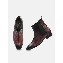 ITALIAN ELEGANZA Men Patterned Leather Chelsea Boots