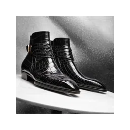 ITALIAN SHOES CO Designer Croc Textured Monk Strap Shoes