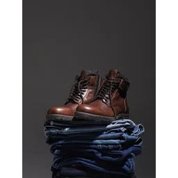 Jack & Jones Men Textured Leather Regular Boots