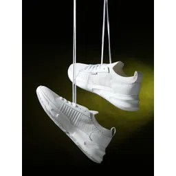 Jack & Jones Men White Textured Mesh Memory Foam Sneakers