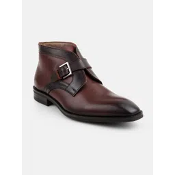 J.FONTINI Men Leather Block-Heeled Boots