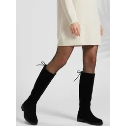 JM Looks High-Top Long Lace Up Round-Toe Boots