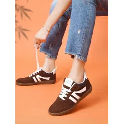 JM Looks Women Classic Lace Up Casual Sneakers with Sleek Contrast Detailing