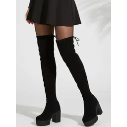 JM Looks Women High-Top Round-Toe Boots