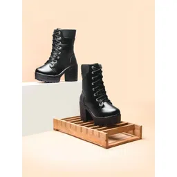 JM Looks Women Round Toe Chunky Boots